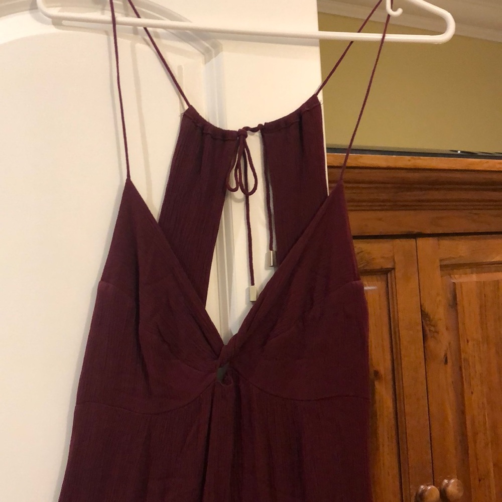 Ribbed, breezy, burgundy dress